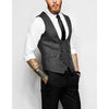 Tiavllya Tiavllya Men's Double Breasted Tweed Herringbone U Neck Waistcoat