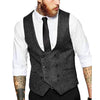 Tiavllya Tiavllya Men's Double Breasted Tweed Herringbone U Neck Waistcoat