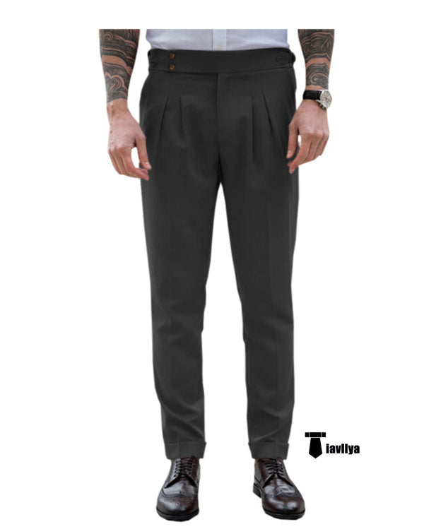 Tiavllya Tiavllya Men's Formal Pants Pleated Front Regular Fit Trousers