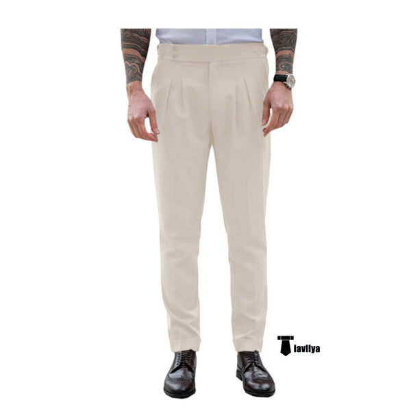 Tiavllya Tiavllya Men's Formal Pants Pleated Front Regular Fit Trousers