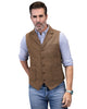Tiavllya Tiavllya Men's Slim Fit Tweed Herringbone Notch Lapel Waistcoat