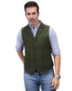 Tiavllya Tiavllya Men's Slim Fit Tweed Herringbone Notch Lapel Waistcoat