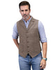 Tiavllya Tiavllya Men's Slim Fit Tweed Herringbone Notch Lapel Waistcoat