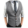 Tiavllya Tiavllya Men's Slim Fit Tweed Herringbone V Neck Waistcoat