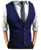 Tiavllya Tiavllya Men's Slim Fit Tweed Herringbone V Neck Waistcoat