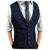 Tiavllya Tiavllya Men's Slim Fit Tweed Herringbone V Neck Waistcoat