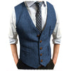 Tiavllya Tiavllya Men's Slim Fit Tweed Herringbone V Neck Waistcoat