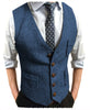 Tiavllya Tiavllya Men's Slim Fit Tweed Herringbone V Neck Waistcoat