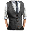 Tiavllya Tiavllya Men's Slim Fit Tweed Herringbone V Neck Waistcoat
