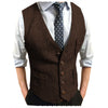 Tiavllya Tiavllya Men's Slim Fit Tweed Herringbone V Neck Waistcoat