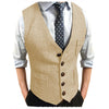 Tiavllya Tiavllya Men's Slim Fit Tweed Herringbone V Neck Waistcoat