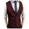 Tiavllya Tiavllya Men's Slim Fit Tweed Herringbone V Neck Waistcoat