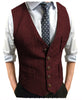 Tiavllya Tiavllya Men's Slim Fit Tweed Herringbone V Neck Waistcoat