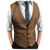 Tiavllya Tiavllya Men's Slim Fit Tweed Herringbone V Neck Waistcoat