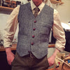 Tiavllya Tiavllya Men's Slim Fit Tweed Herringbone V Neck Waistcoat