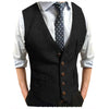 Tiavllya Tiavllya Men's Slim Fit Tweed Herringbone V Neck Waistcoat