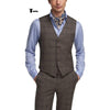 Tiavllya Tiavllya Mens Business 2 Pieces Suit Plaid V Neck Vest Suit (Vest+Pants)