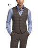 Tiavllya Tiavllya Mens Business 2 Pieces Suit Plaid V Neck Vest Suit (Vest+Pants)