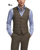 Tiavllya Tiavllya Mens Business 2 Pieces Suit Plaid V Neck Vest Suit (Vest+Pants)