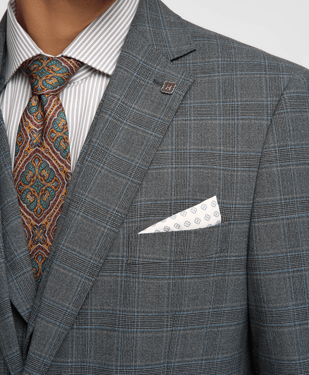 Tiavllya Tiavllya Mens Business 3 Pieces Plaid Suit With Notch Lapel Tuxedos For Wedding (Blazer+vest+Pants)