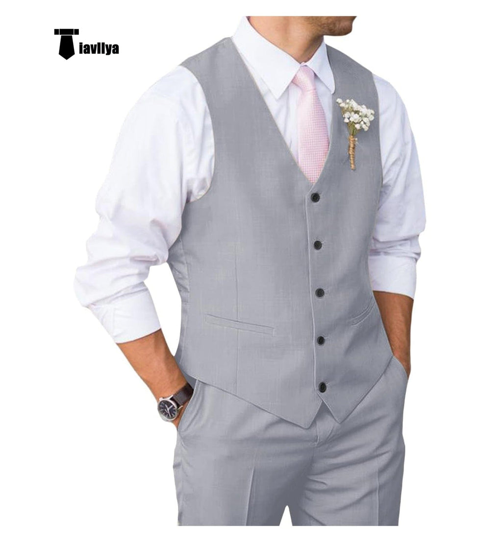 Tiavllya Tiavllya Mens Suit 2 Piece Slim Fit Suit for Men Suit Set for Wedding Groom (Vest+Pants)