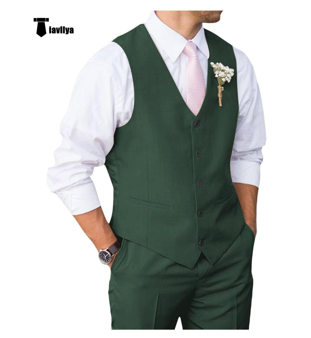Tiavllya Tiavllya Mens Suit 2 Piece Slim Fit Suit for Men Suit Set for Wedding Groom (Vest+Pants)