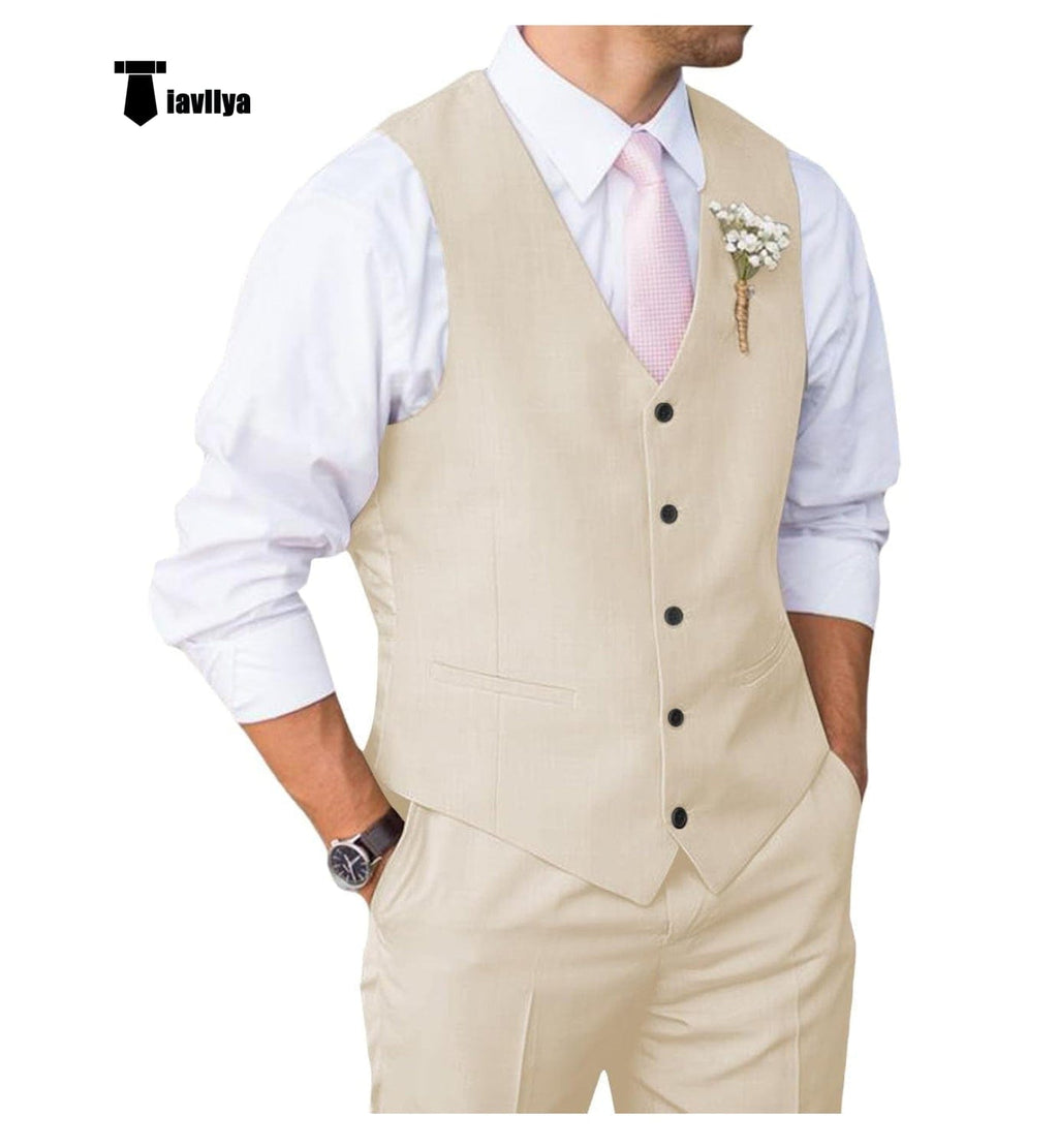 Tiavllya Tiavllya Mens Suit 2 Piece Slim Fit Suit for Men Suit Set for Wedding Groom (Vest+Pants)