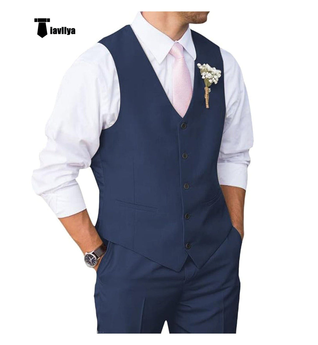 Tiavllya Tiavllya Mens Suit 2 Piece Slim Fit Suit for Men Suit Set for Wedding Groom (Vest+Pants)