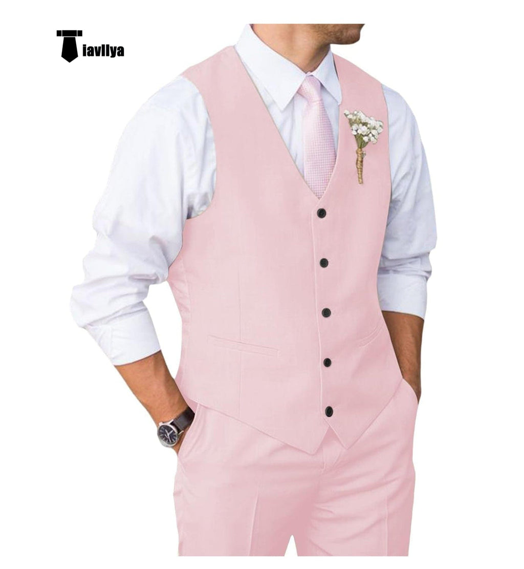 Tiavllya Tiavllya Mens Suit 2 Piece Slim Fit Suit for Men Suit Set for Wedding Groom (Vest+Pants)