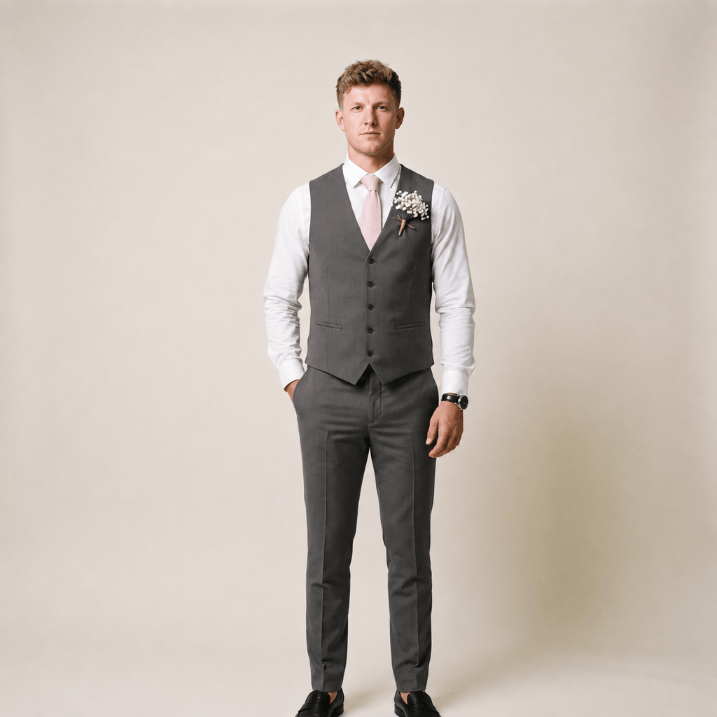 Tiavllya Tiavllya Mens Suit 2 Piece Slim Fit Suit for Men Suit Set for Wedding Groom (Vest+Pants)