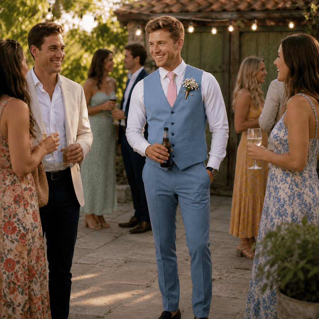 Tiavllya Tiavllya Mens Suit 2 Piece Slim Fit Suit for Men Suit Set for Wedding Groom (Vest+Pants)