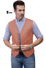 Tiavllya Tiavllya Mens waistcoat Flat Linen V Neck Waistcoat For Wedding