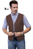 Tiavllya Tiavllya Mens waistcoat Flat Linen V Neck Waistcoat For Wedding