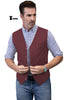 Tiavllya Tiavllya Mens waistcoat Flat Linen V Neck Waistcoat For Wedding