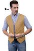 Tiavllya Tiavllya Mens waistcoat Flat Linen V Neck Waistcoat For Wedding