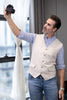 Tiavllya Tiavllya Mens waistcoat Flat Linen V Neck Waistcoat For Wedding