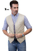 Tiavllya Tiavllya Mens waistcoat Flat Linen V Neck Waistcoat For Wedding