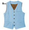 Tiavllya Tiavllya Mens waistcoat Flat Linen V Neck Waistcoat For Wedding