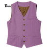 Tiavllya Tiavllya Mens waistcoat Flat Linen V Neck Waistcoat For Wedding