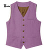 Tiavllya Tiavllya Mens waistcoat Flat Linen V Neck Waistcoat For Wedding