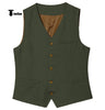 Tiavllya Tiavllya Mens waistcoat Flat Linen V Neck Waistcoat For Wedding