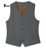 Tiavllya Tiavllya Mens waistcoat Flat Linen V Neck Waistcoat For Wedding