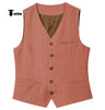 Tiavllya Tiavllya Mens waistcoat Flat Linen V Neck Waistcoat For Wedding