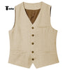 Tiavllya Tiavllya Mens waistcoat Flat Linen V Neck Waistcoat For Wedding