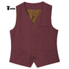 Tiavllya Tiavllya Mens waistcoat Flat Linen V Neck Waistcoat For Wedding