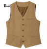 Tiavllya Tiavllya Mens waistcoat Flat Linen V Neck Waistcoat For Wedding