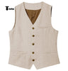 Tiavllya Tiavllya Mens waistcoat Flat Linen V Neck Waistcoat For Wedding