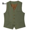 Tiavllya Tiavllya Mens waistcoat Flat Linen V Neck Waistcoat For Wedding