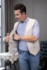 Tiavllya Tiavllya Mens waistcoat Flat Linen V Neck Waistcoat For Wedding