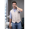 Tiavllya Tiavllya Mens waistcoat Flat Linen V Neck Waistcoat For Wedding